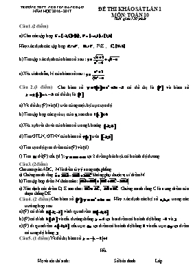 Đề thi khao sat lần 1 môn Toán 10 - Trường THPT Nguyên Đăng Đao
